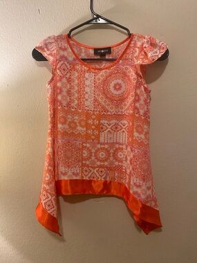 Amy Byer Girl’s Tween Y2k Paisley Satin Trim Sharkbite Tunic SzM Fairy